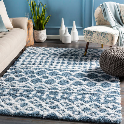 Surya Urban Shag Usg-2311 Denim, White Area Rug