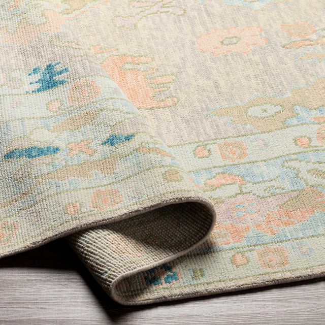 Surya Ushak Usk-2301 Pale Pink, Teal, Beige, Pale Blue Rugs.