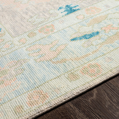 Surya Ushak Usk-2301 Pale Pink, Teal, Beige, Pale Blue Rugs.