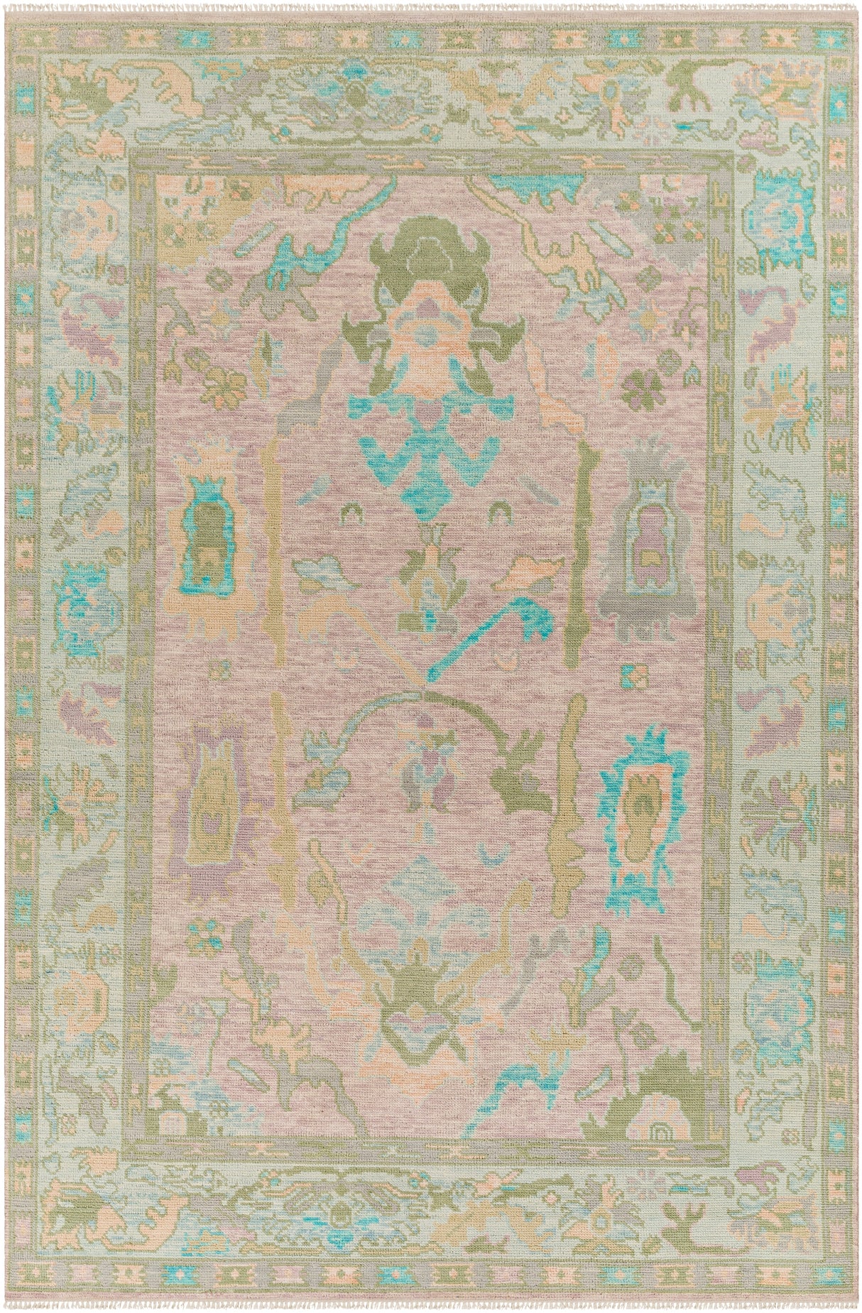 Surya Ushak Usk-2302 Aqua, Blush, Lilac, Sage Rugs.