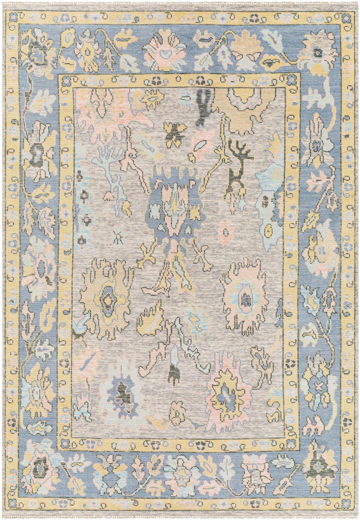 Surya Ushak Usk-2303 Denim, Butter, Blush, Light Gray Rugs.