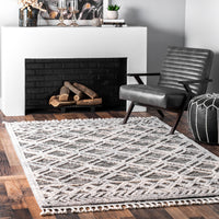 Nuloom Ansley Moroccan Lattice Nan2332B Gray Area Rug