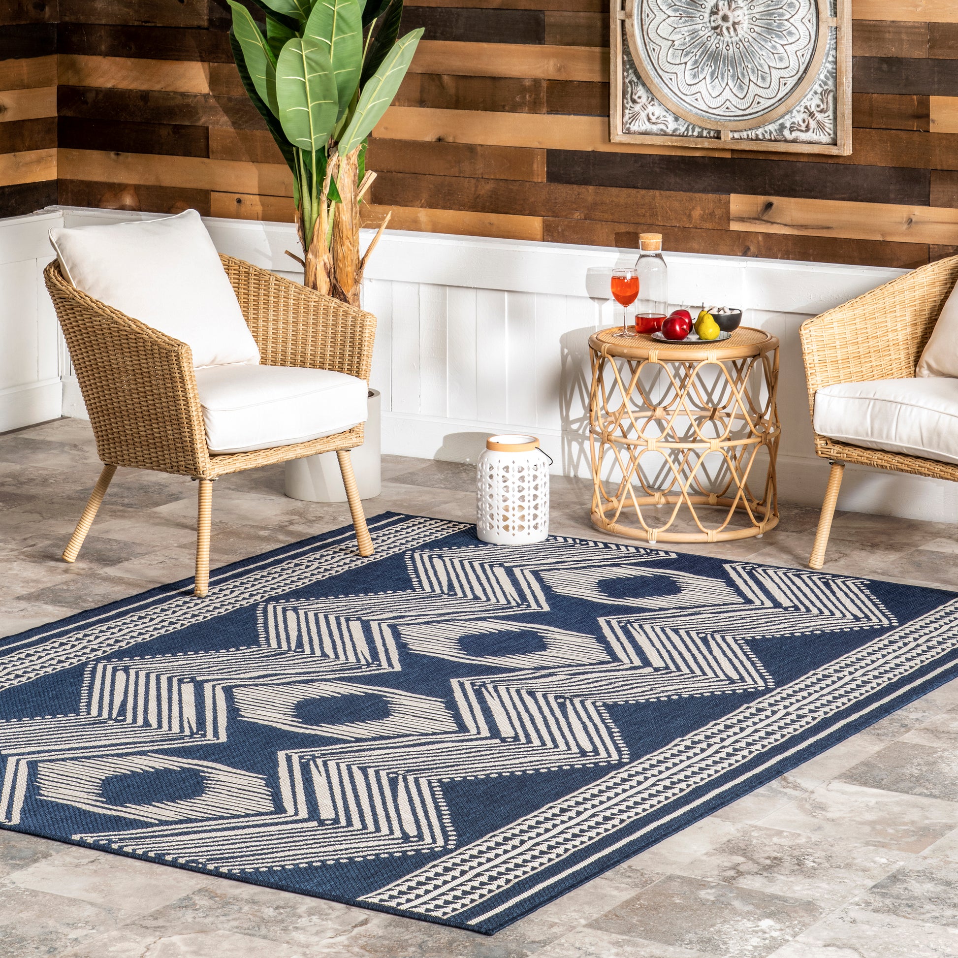 Nuloom Ranya Tribal Nra1766E Navy Area Rug