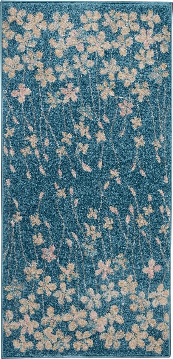 Nourison Tranquil Tra04 Turquoise Floral / Country Area Rug