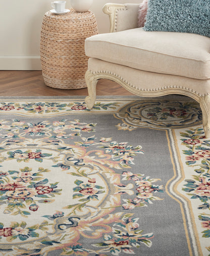 Nourison Aubusson Abs1 Grey Area Rug