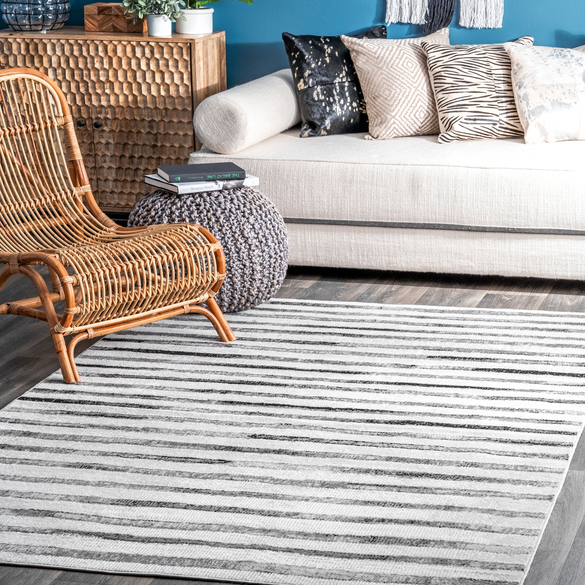 Nuloom Cassidy Stripes Nca1714A Gray Area Rug