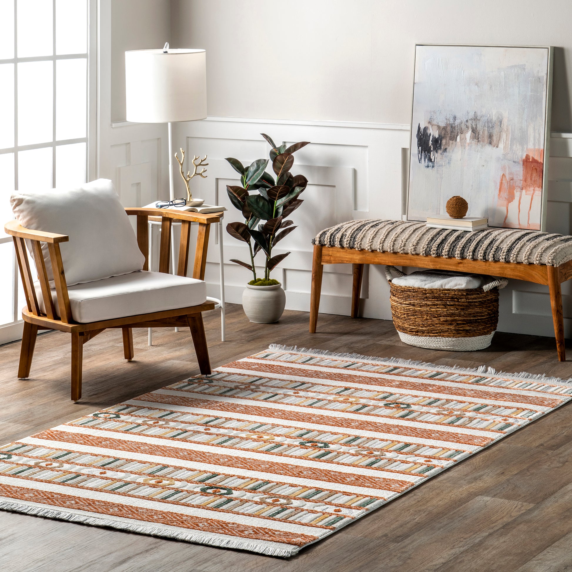 Nuloom Edythe Tribal Ned1360A Orange Area Rug