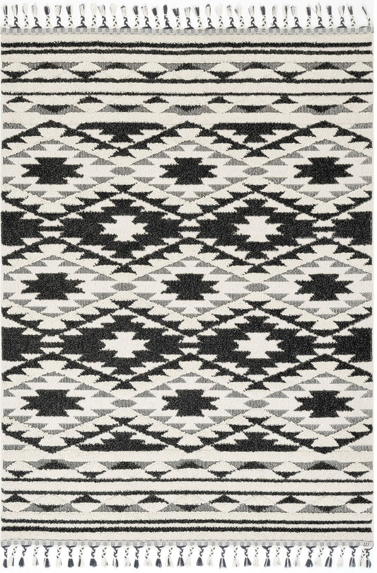 Nuloom Ember Carved Aztec Bands Nem1858A Gray Area Rug