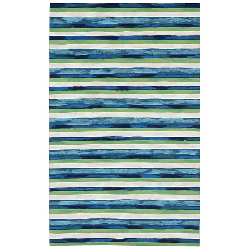 Liora Manne Visions Ii Painted Stripes 4313/03 Cool, Blue, Green Striped Area Rug