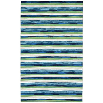 Liora Manne Visions Ii Painted Stripes 4313/03 Cool, Blue, Green Striped Area Rug