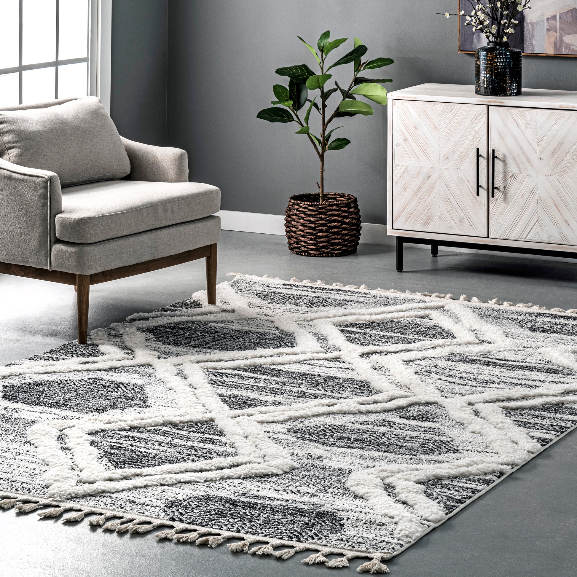 Nuloom Prissy Trellis Textured Npr2946A Gray Area Rug