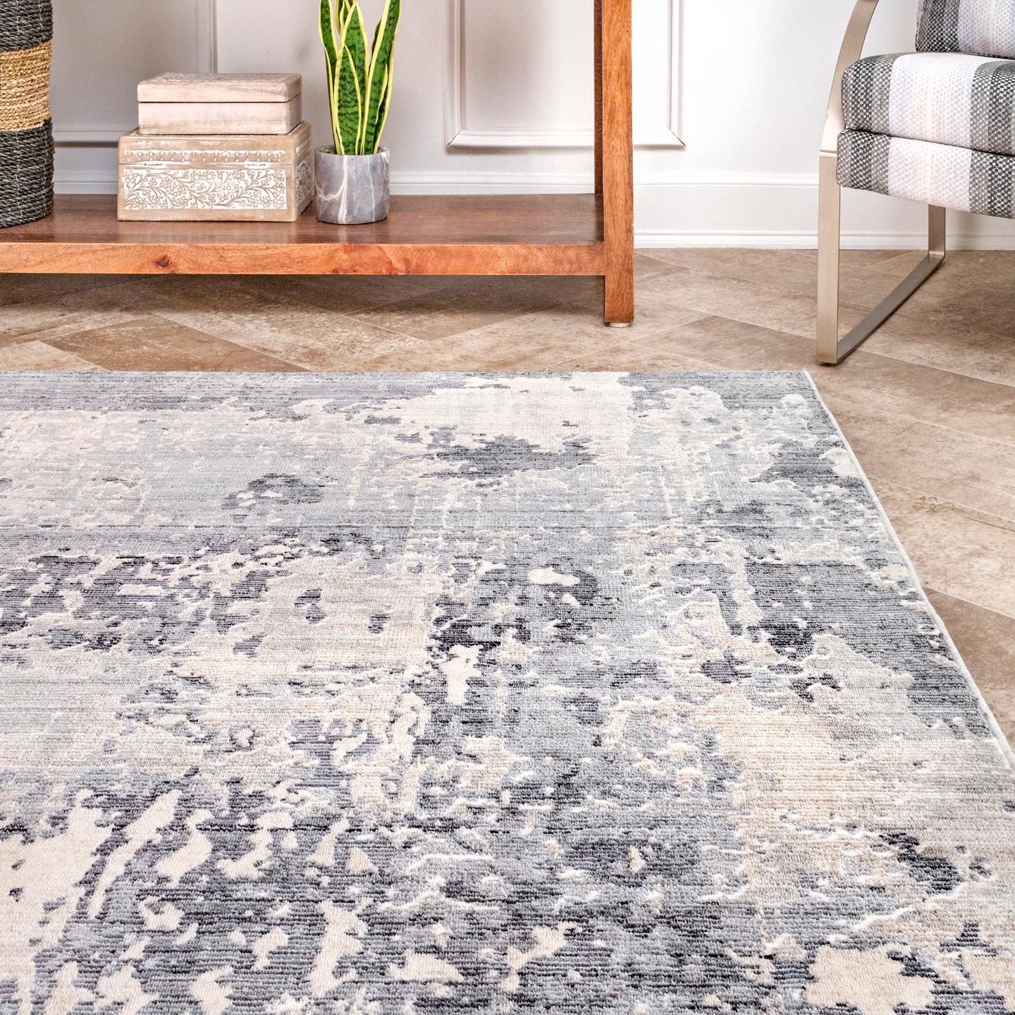 Nuloom Abstract Levitan Nab2550A Silver Area Rug