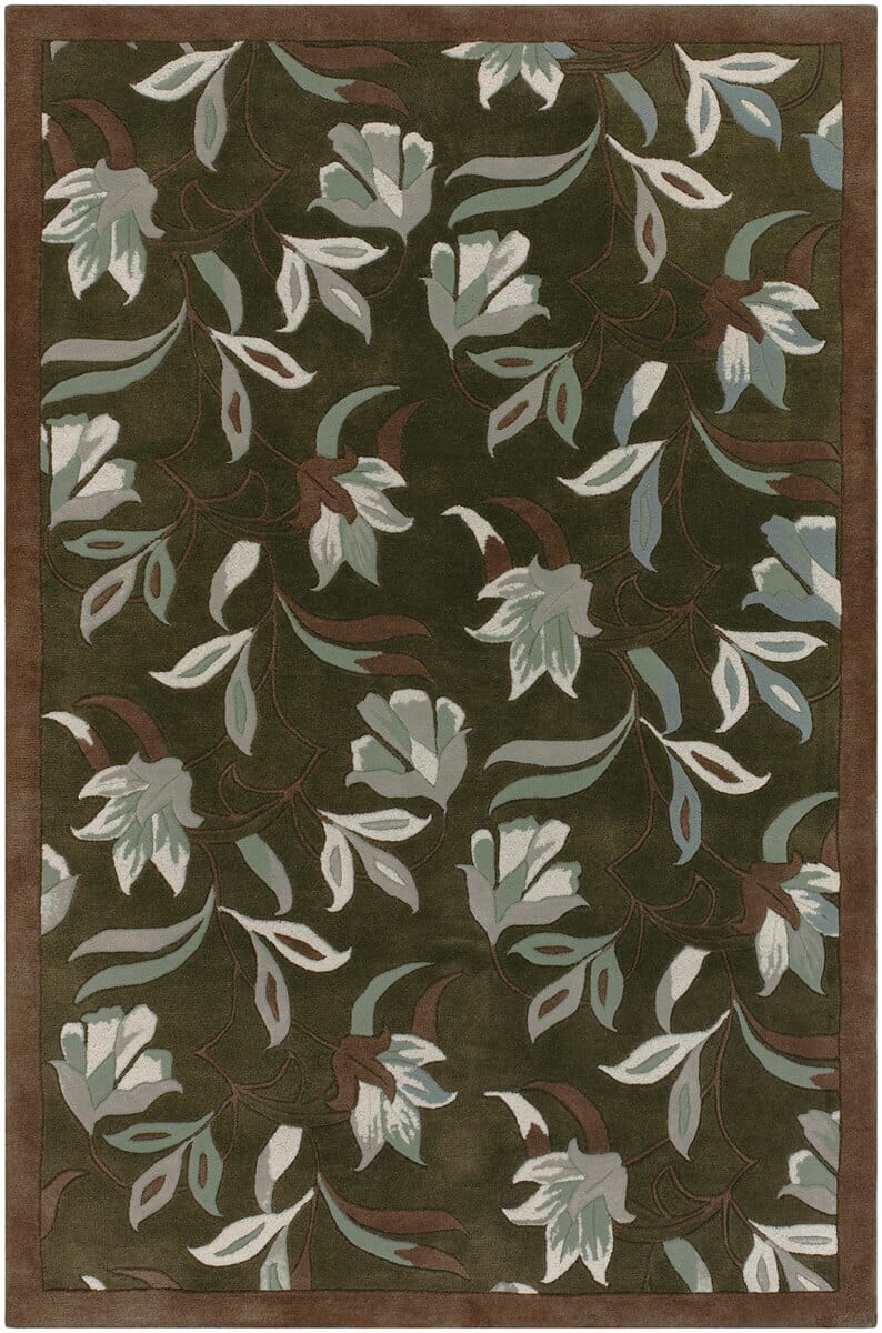 Chandra Verona Ver628 Green / Brown / Blue / Grey / White Floral / Country Area Rug