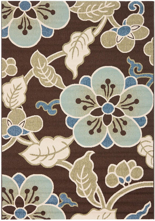 Safavieh Veranda Ver001-0623 Chocolate / Aqua Floral / Country Area Rug