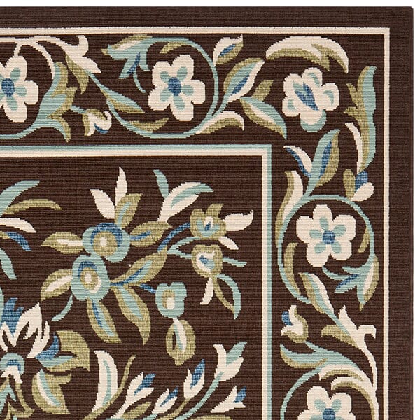 Safavieh Veranda Ver011-0623 Chocolate / Aqua Floral / Country Area Rug