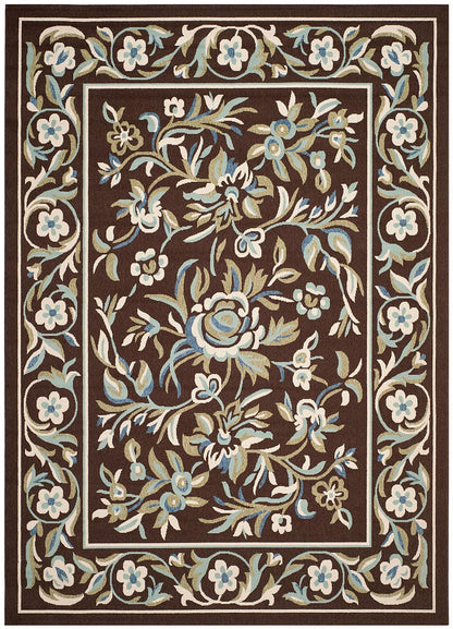 Safavieh Veranda Ver011-0623 Chocolate / Aqua Floral / Country Area Rug