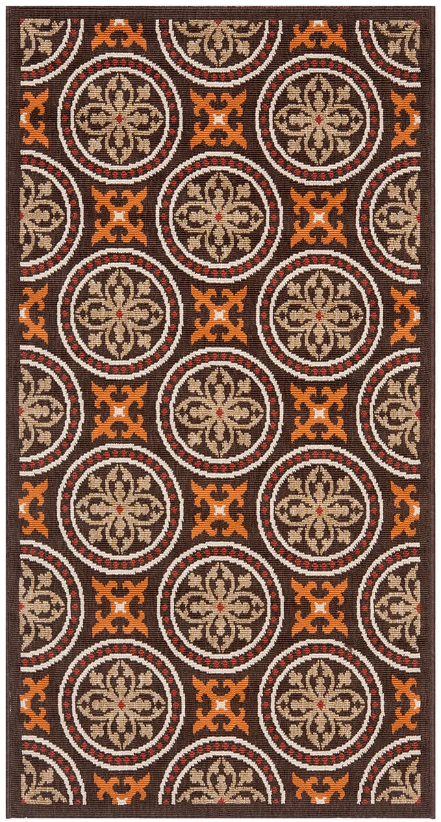 Safavieh Veranda Ver030-0325 Chocolate / Terracotta Damask Area Rug