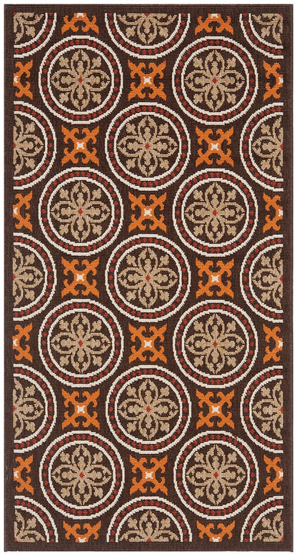 Safavieh Veranda Ver030-0325 Chocolate / Terracotta Damask Area Rug