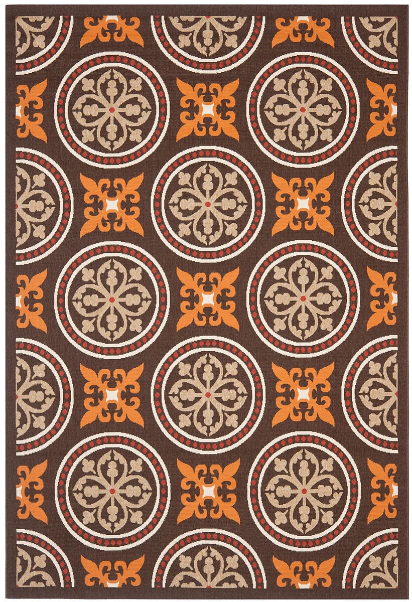 Safavieh Veranda Ver030-0325 Chocolate / Terracotta Damask Area Rug