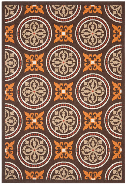 Safavieh Veranda Ver030-0325 Chocolate / Terracotta Damask Area Rug