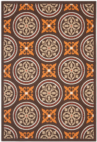 Safavieh Veranda Ver030-0325 Chocolate / Terracotta Damask Area Rug