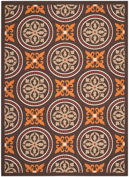 Safavieh Veranda Ver030-0325 Chocolate / Terracotta Damask Area Rug