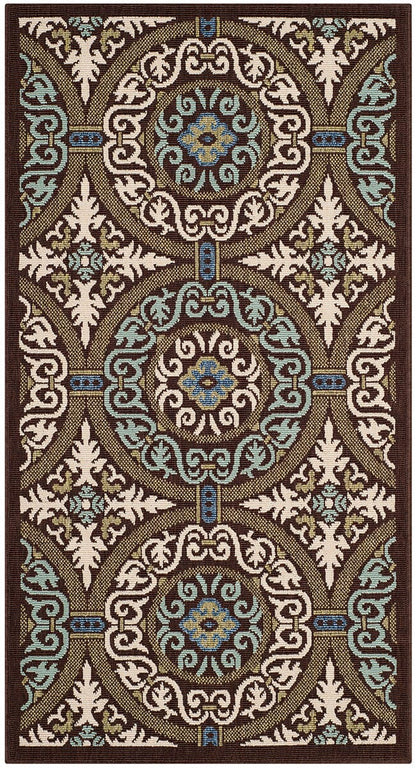 Safavieh Veranda Ver055-0621 Chocolate / Cream Geometric Area Rug