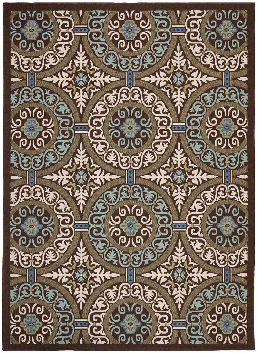 Safavieh Veranda Ver055-0621 Chocolate / Cream Geometric Area Rug