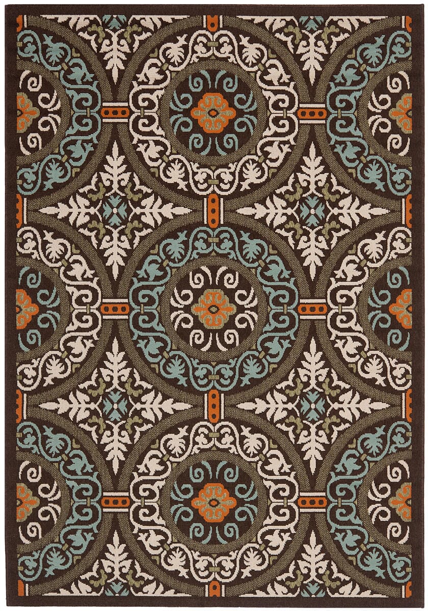 Safavieh Veranda Ver055-0723 Chocolate / Aqua Rugs.