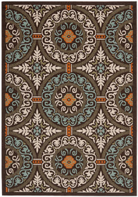 Safavieh Veranda Ver055-0723 Chocolate / Aqua Geometric Area Rug