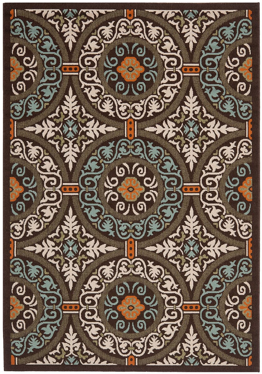 Safavieh Veranda Ver055-0723 Chocolate / Aqua Rugs.