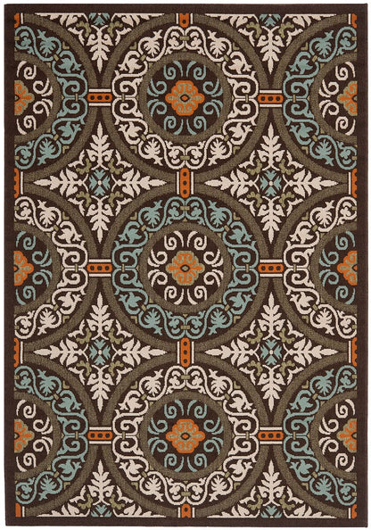 Safavieh Veranda Ver055-0723 Chocolate / Aqua Geometric Area Rug