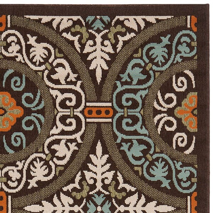 Safavieh Veranda Ver055-0723 Chocolate / Aqua Geometric Area Rug