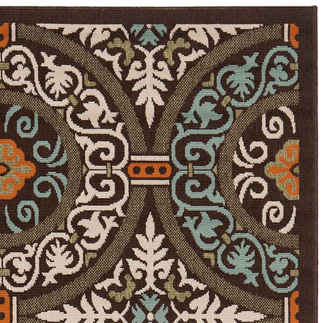 Safavieh Veranda Ver055-0723 Chocolate / Aqua Rugs.