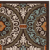 Safavieh Veranda Ver055-0723 Chocolate / Aqua Geometric Area Rug