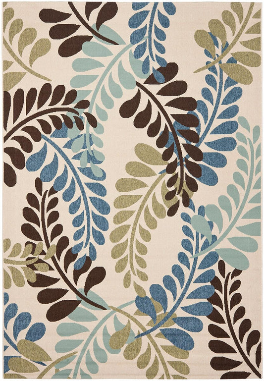 Safavieh Veranda Ver056-0613 Cream / Aqua Floral / Country Area Rug