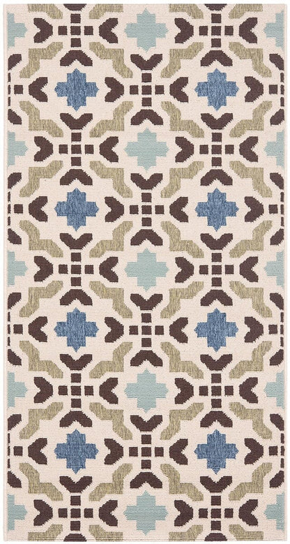 Safavieh Veranda Ver080-0612 Cream / Aqua Damask Area Rug