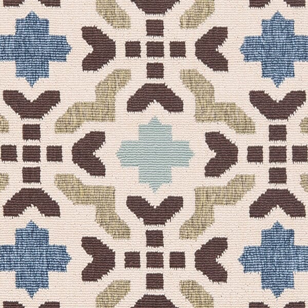 Safavieh Veranda Ver080-0612 Cream / Aqua Damask Area Rug