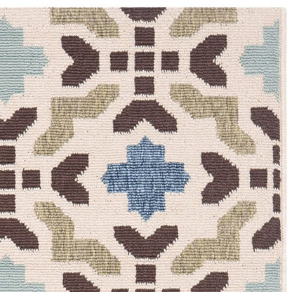 Safavieh Veranda Ver080-0612 Cream / Aqua Damask Area Rug