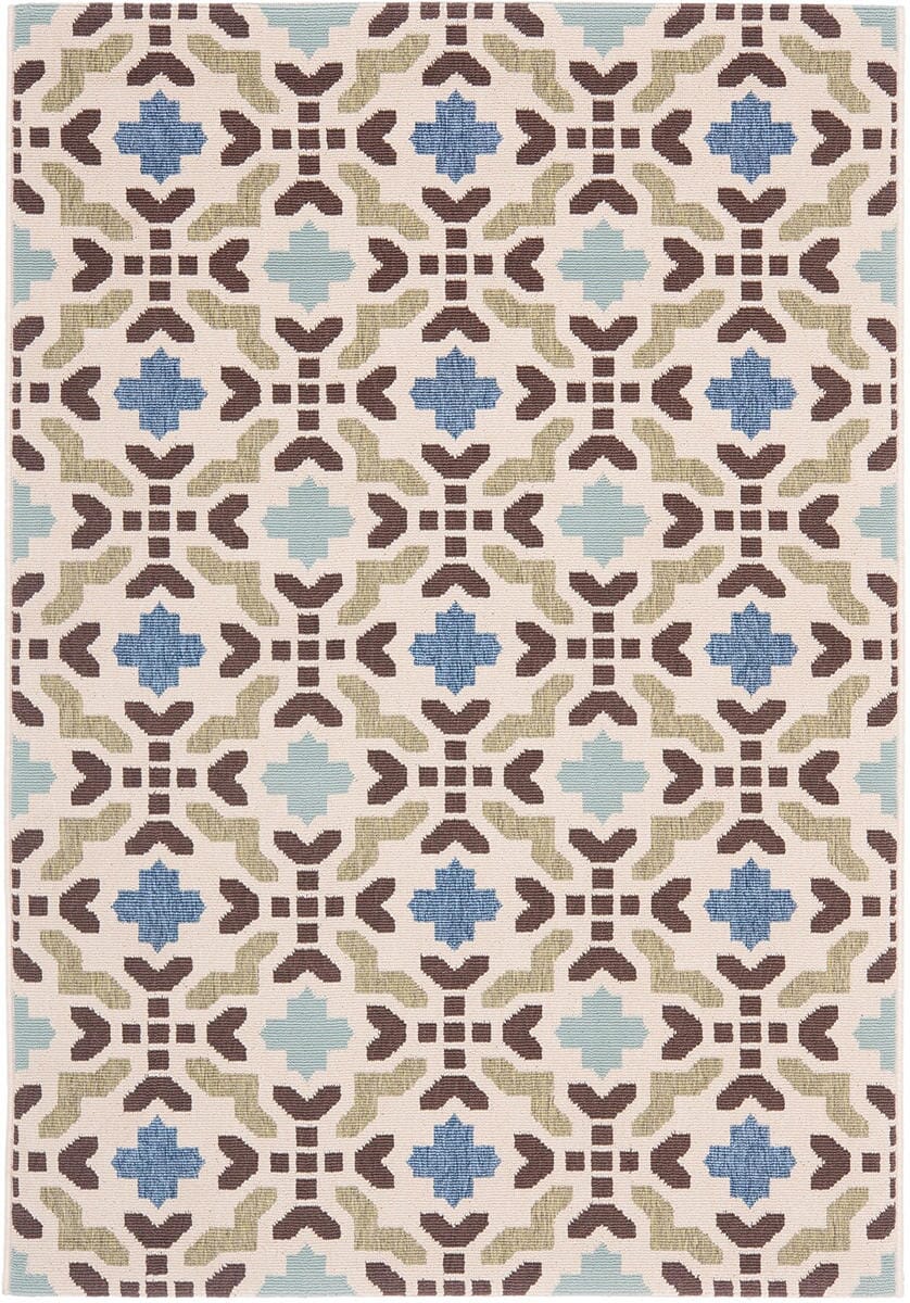 Safavieh Veranda Ver080-0612 Cream / Aqua Damask Area Rug