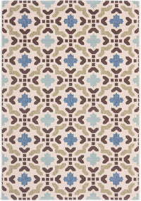 Safavieh Veranda Ver080-0612 Cream / Aqua Damask Area Rug