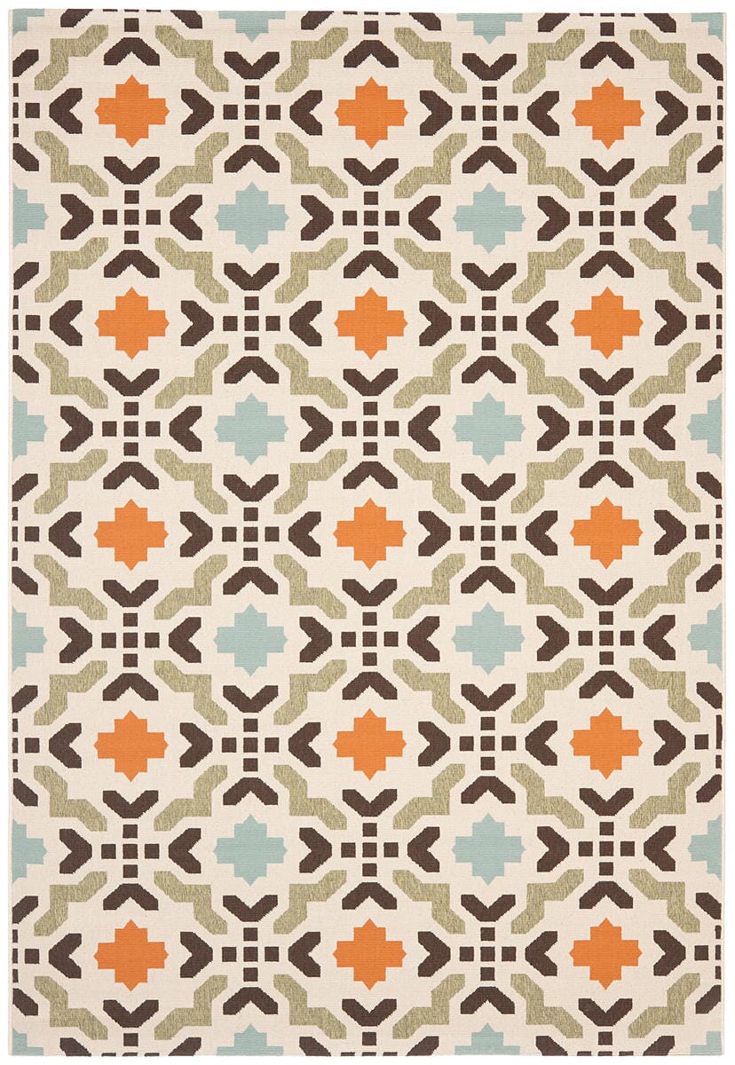 Safavieh Veranda Ver080-0712 Cream / Terracotta Damask Area Rug