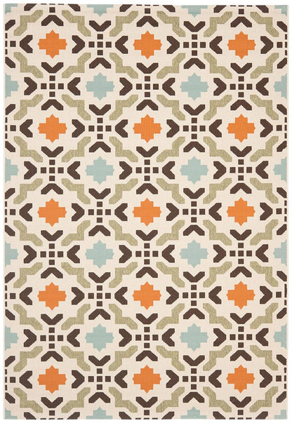 Safavieh Veranda Ver080-0712 Cream / Terracotta Damask Area Rug