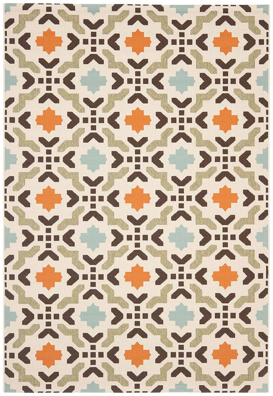 Safavieh Veranda Ver080-0712 Cream / Terracotta Damask Area Rug