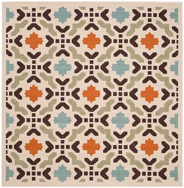 Safavieh Veranda Ver080-0712 Cream / Terracotta Damask Area Rug