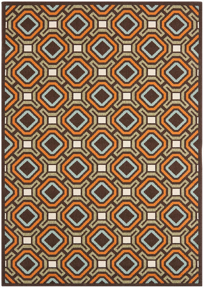 Safavieh Veranda Ver089-0725 Chocolate / Terracotta Damask Area Rug