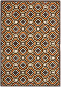 Safavieh Veranda Ver089-0725 Chocolate / Terracotta Damask Area Rug