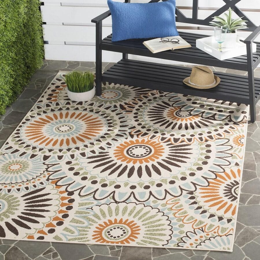 Safavieh Veranda Ver091-0712 Cream / Chocolate Geometric Area Rug