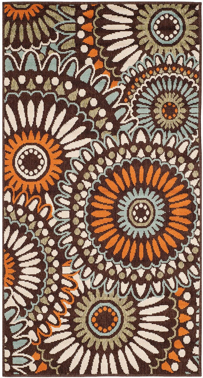 Safavieh Veranda Ver091-0725 Chocolate / Terracotta Geometric Area Rug