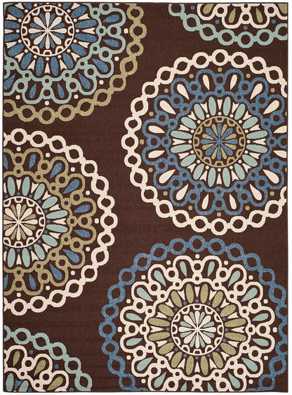 Safavieh Veranda Ver092-0625 Chocolate / Blue Geometric Area Rug